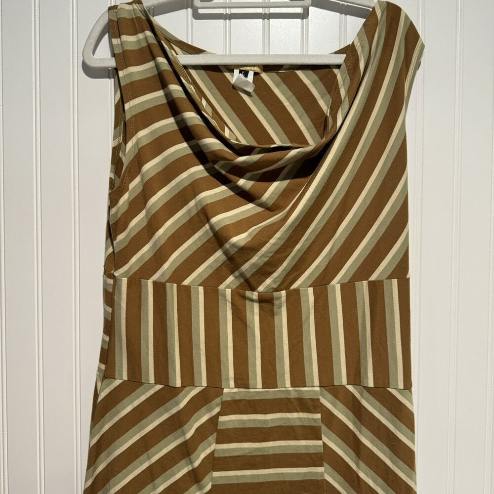 Texture Clothing Co Striped Dress Organic Cotton Earth Tones Lagenlook Large - Picture 2 of 4